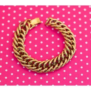 Vintage Double Curbs Gold Tone Bracelet by Avon 7 inch - P8